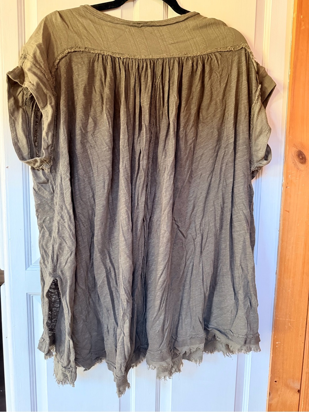 Free People Washed Olive Button-Front Peasant Tunic - Picture 5 of 5